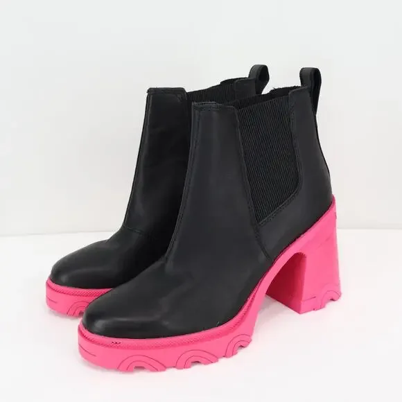 Sorel Brex Heel Chelsea Boots Black Cactus Pink Size 7.5 - Picture 2 of 12